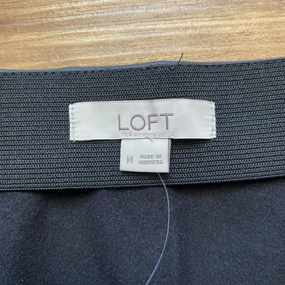 LOFT NWT M Black Vegan Leather Pull On Mini Pencil Skirt Gothic Office Siren - Picture 5 of 13